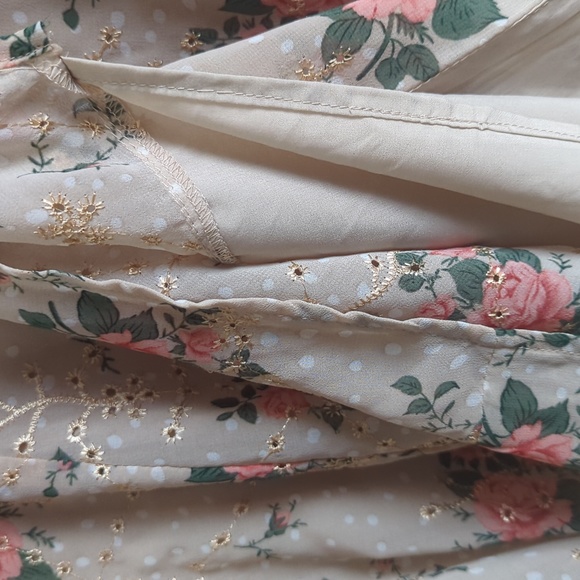 Embroidered Floral Button Detail Wrap Dress - Picture 10 of 12